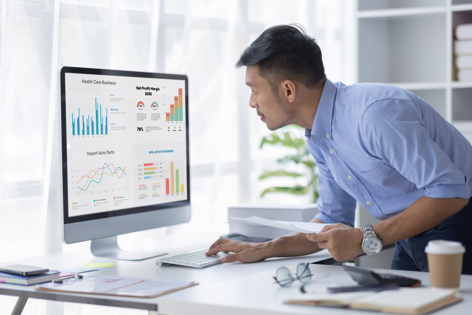 Professional reviewing analytics and marketing data